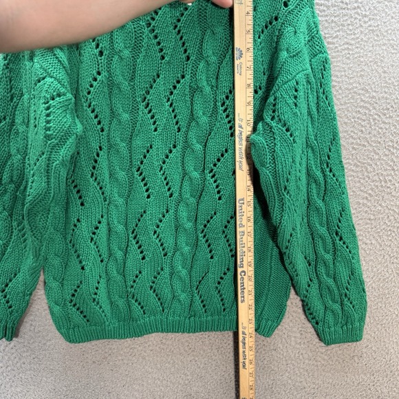 Vintage Kenya Collection Sweater Womens Small Green Crewneck Cable Knit 90s Y2K - Picture 4 of 9